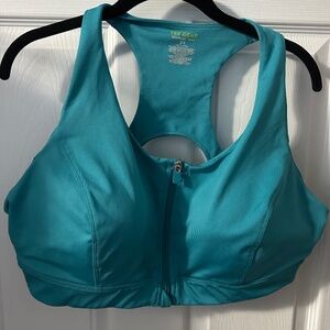 Tek Gear Teal Front Zip Racerback Sports Bra 2X